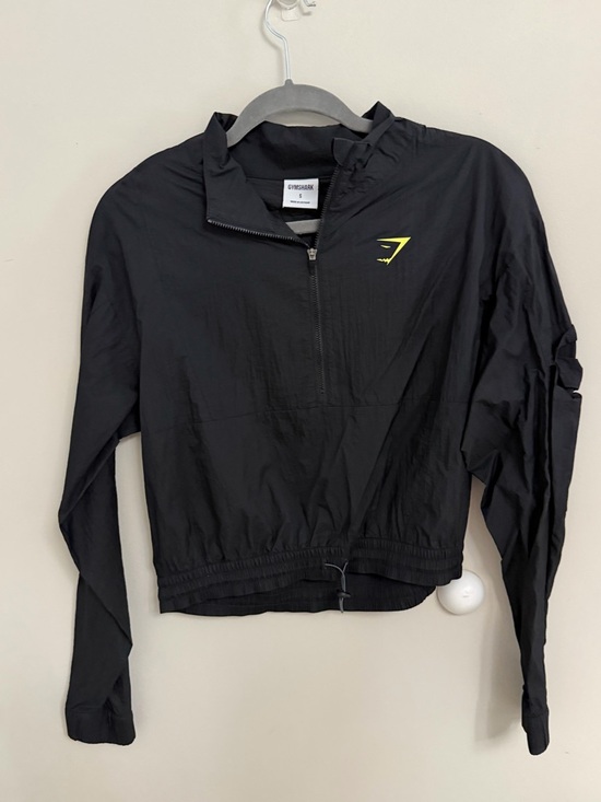Gymshark Pulse Woven Windbreaker in black 1/4 zip athletic pullover size small - Picture 2 of 7